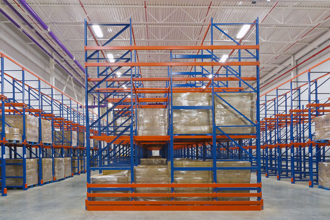 A Drive-Thru pallet rack system.