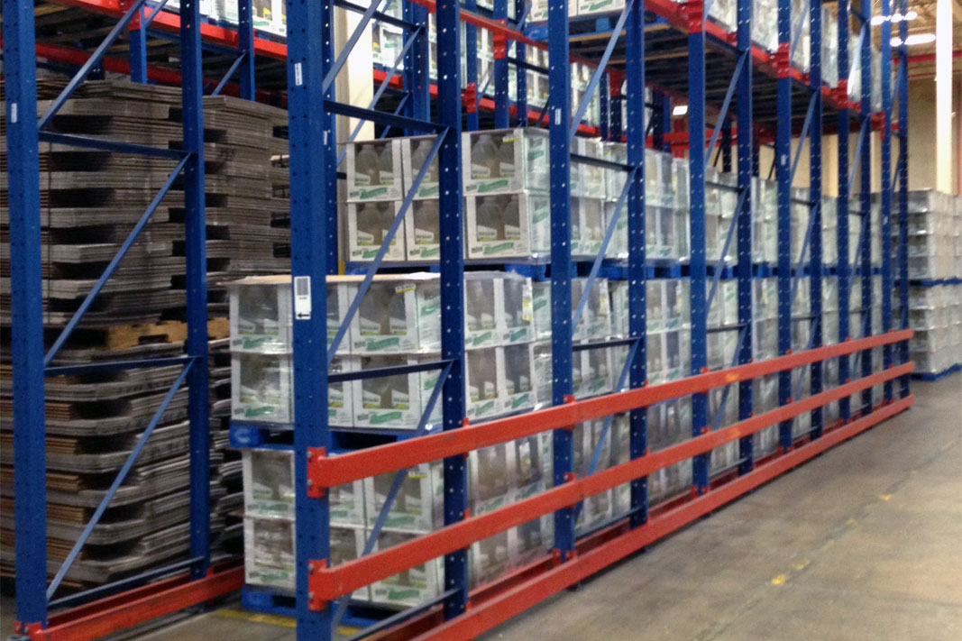 A Drive-Thru pallet rack system.