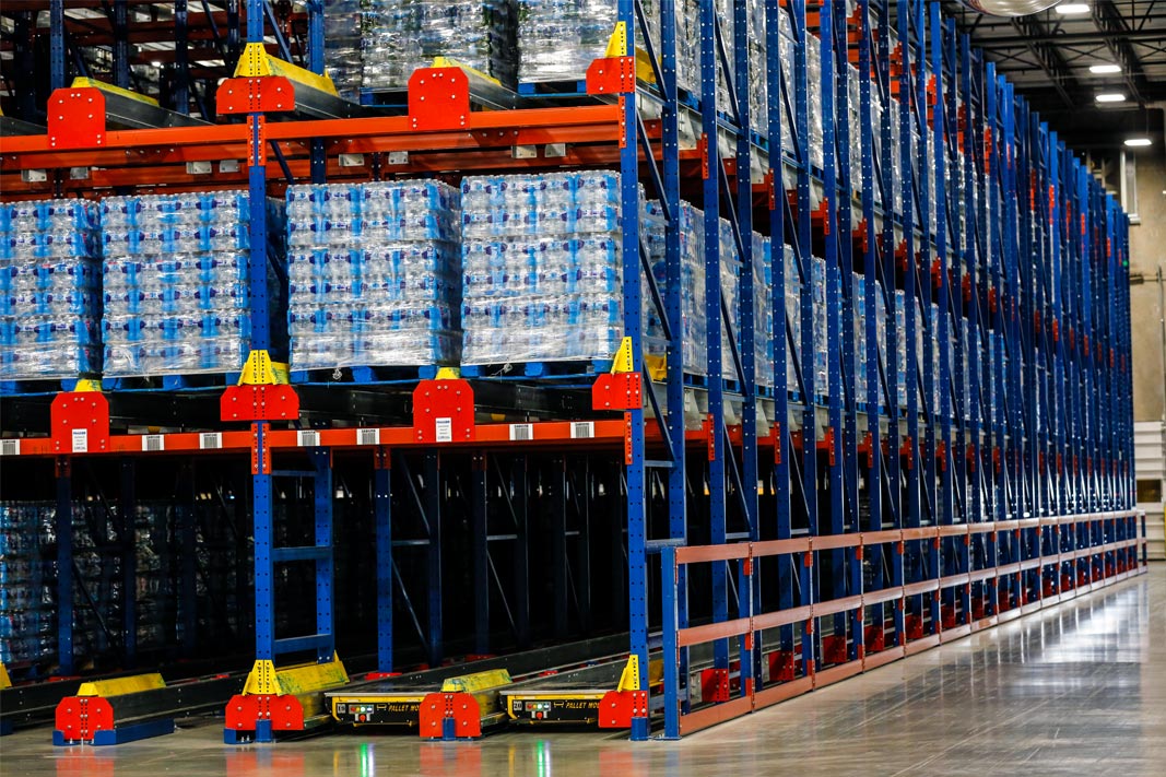 A Mole IQ high density rack system for a beverage application.