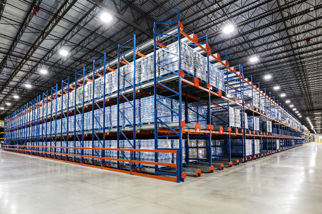 A Mole IQ high density rack system for a beverage application.