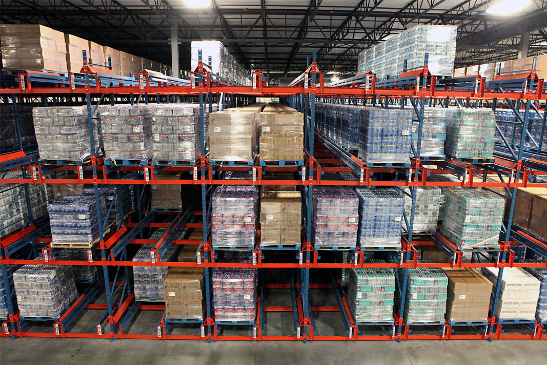 A Mole IQ high density rack system for a beverage application.