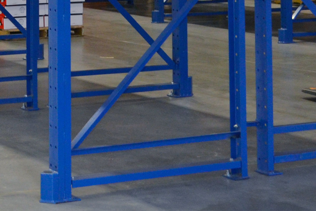 A Rub Rail on pallet rack.